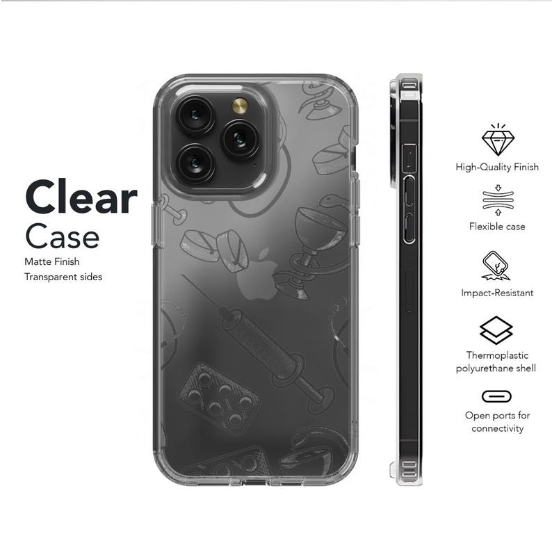 Clear Medical Sketch Art Case Aesthetic Phone Cover For iPhone 16 Pro Max 16e 15 Plus 14 Mini SE XR XS Samsung S25 S24 S23 Pixel 9 8 - Image 6